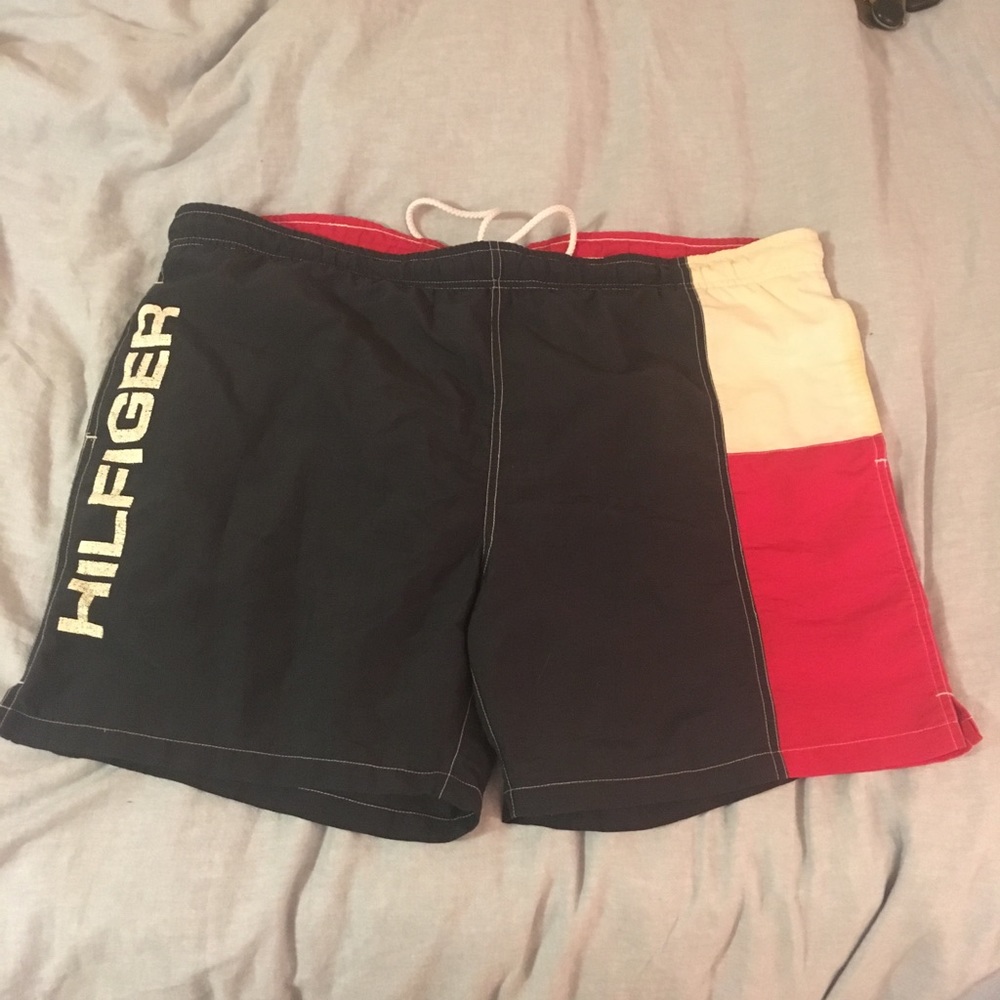 Large 90s Tommy Hilfiger swim trunks retro shorts